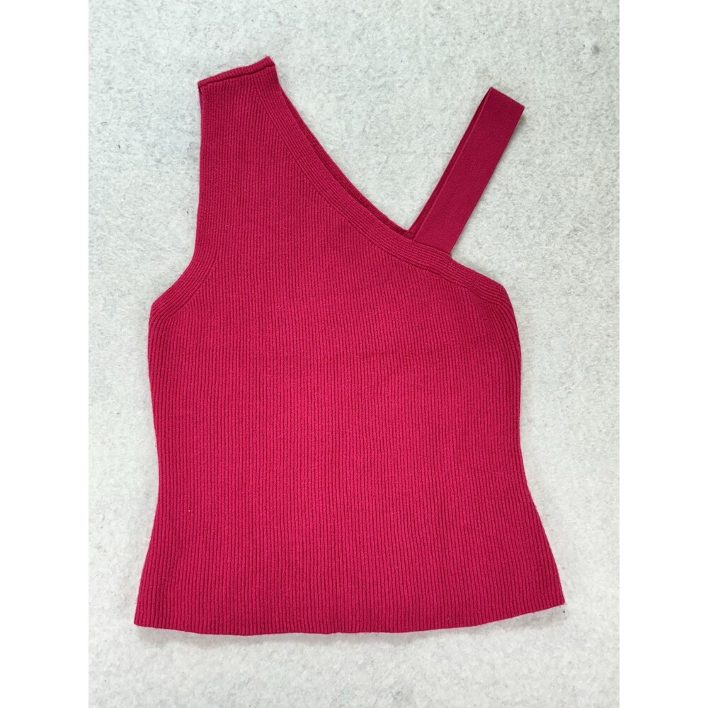 Vintage Express Top Women’s S Barbie Hot Pink Cut Out Tank Y2K Cropped Slim Fit